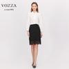 VOZZA Chiffon Blouse with Detachable Ribbon Solid Suitable for Job Entrance Shirt Women's Tie, No-Iron, Color, Office, Hunting, Recruitment, Ceremony,