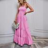 2024 Frühling/Sommer Europäisches & Amerikanisches Damen Sexy Gestreiftes Taillenbetonendes Trägerkleid