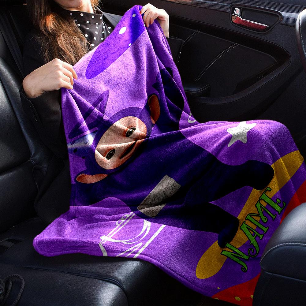 Purple Teletubbies Tinky Winky Themed Blanket Personalized Name Soft Warm And Versatile For Sofa Bed Office And Travel Machine Washable Comfortable In