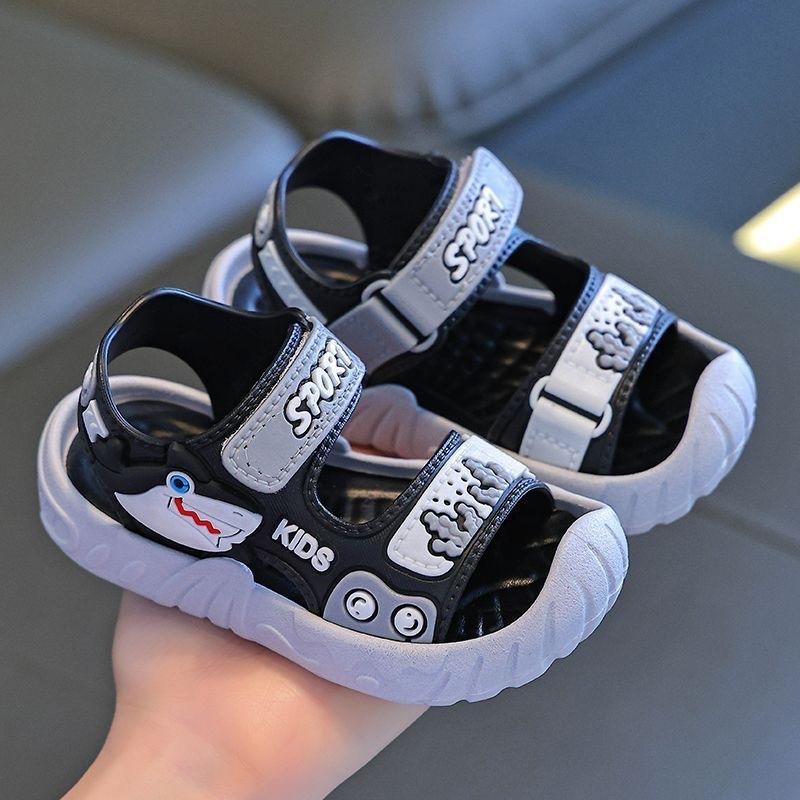 

Сандалии для мальчиков, летняя нескользящая мягкая подошва, детские липучки для мальчиков среднего и большого размера, детская обувь, детские пляжные сандалии 30 серый