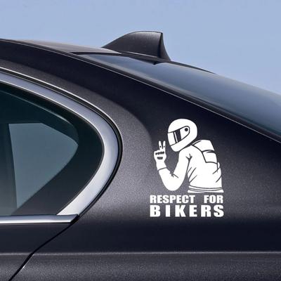 RESPECT POUR LES MOTARDS Autocollant Laser Vinyle Décalcomanies Réfléchissantes Voiture Moto Camions Style Auto Décoration Autocollants Drôles 15x11CM