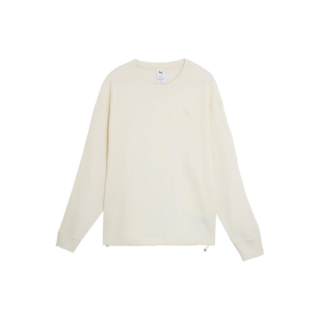 Puma Navy Series Solid Color Knitted Casual Round Neck Long Sleeve Sweatshirt Unisex Sweatshirt White 623128-65