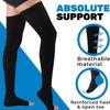 1Pair Compression Thigh High Stockings 20-30mmHg for Swelling, Silicone Border & Open Toe Socks for Women & Men