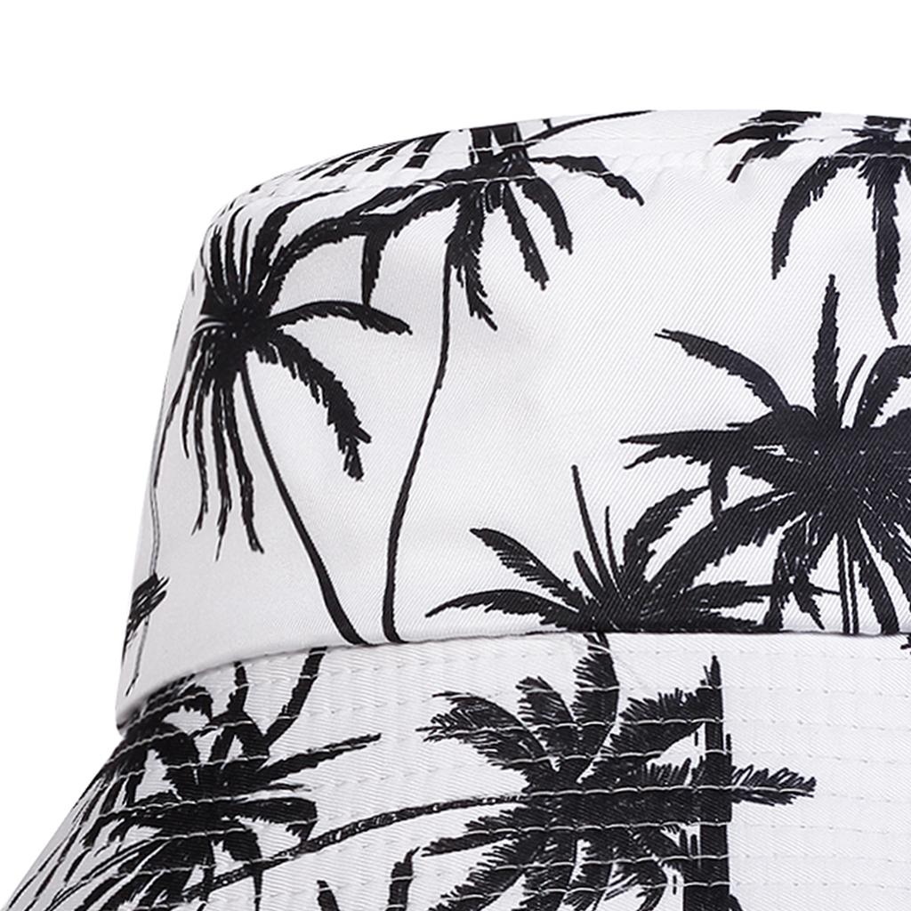 Unisex Coconut Tree Print Personality Bucket Hats Fishermen Caps Outdoor Casual Cap Sunscreen Hat