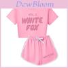 White Fox Letter Print Children Cotton Short Sleeve And Shorts Set With Comfortable Fabric For Active Kids