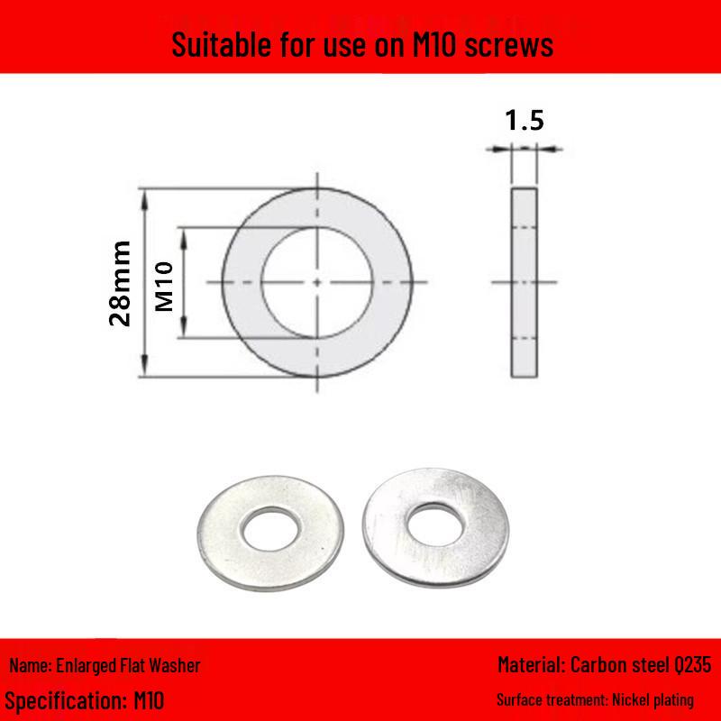 Podkładka dystansowa płaska ocynkowana/stal nierdzewna - Rozmiary: M3, M4, M5, M6, M8, M10, M12