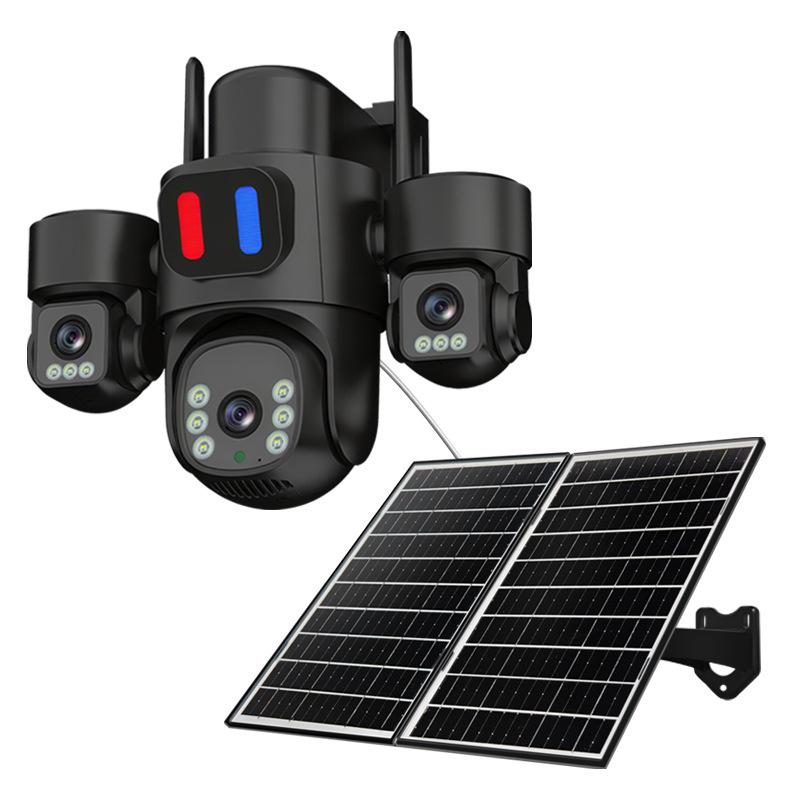 4G Solar-Powered HD Wireless Outdoor Camera with Triple-Lens WiFi Network Monitoring