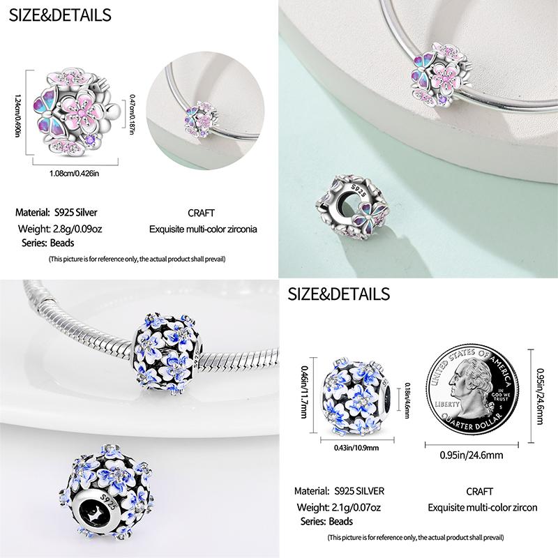 Copper Craft Plum Blossoms Azaleas Sunflowers Cherry Blossoms Sparkling Zircon Beads Charms Birthday Diy Exquisite Jewelry