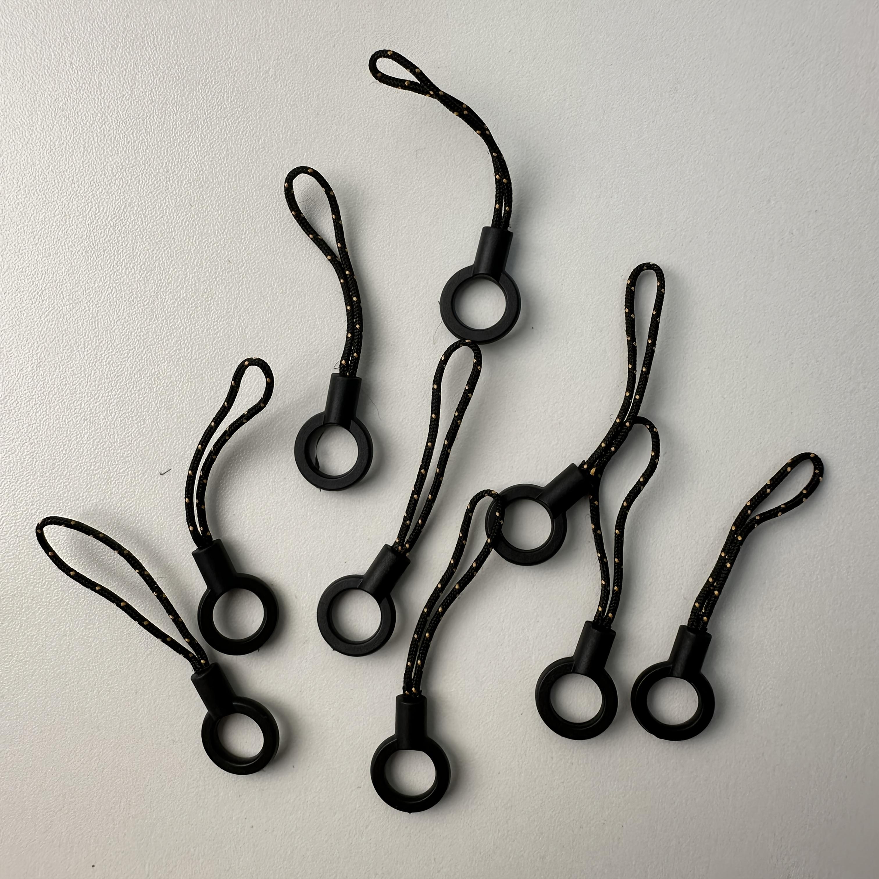 

20pcs Durable Nylon Lanyard Accessories, Anti-Fall Multi-Functional Circle Pendant Straps, Thick DIY Short Rope Charms with Various Hook Attachments чёрный