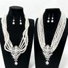 Elegant French Alloy and Glass Pearl Necklace & Earring Set for Weddings, Parties, and Birthdays