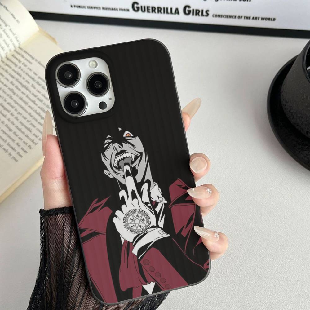 Horror Anime Hellsing For IPhone 17 16 15 Plus Pro Max 12 14 Plus 11 13 Wave Corrugated Stripe Funda Phone Cover