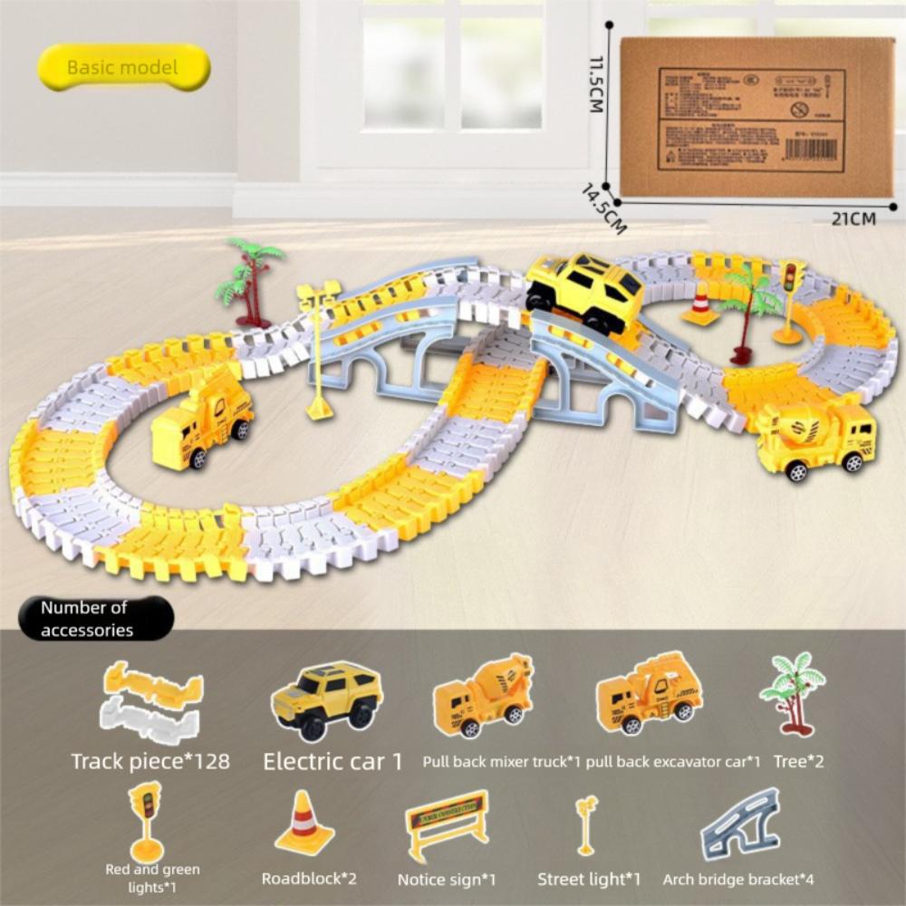 Yellow White Railway Toys 146/231 Pieces Rail Car Toy Set New DIY Racing Track Set Kids