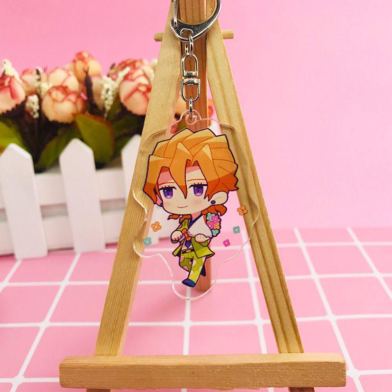 Jojos Adventure Bizarre Key Chain Anime Cartoon Keyring Pendant Acrylic Gifts