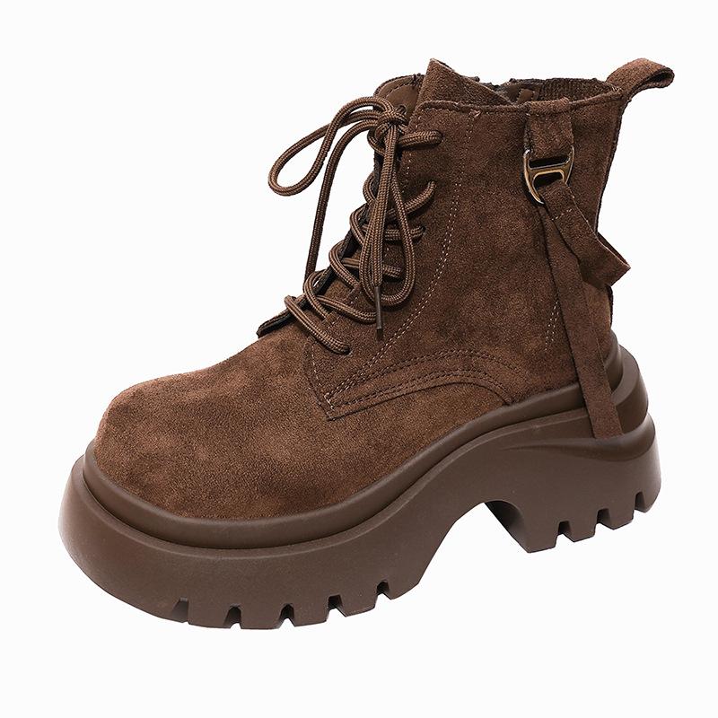 British style platform Martin boots women's 2025 new autumn and winter versatile heightening short boots retro locomotive rhubarb boots