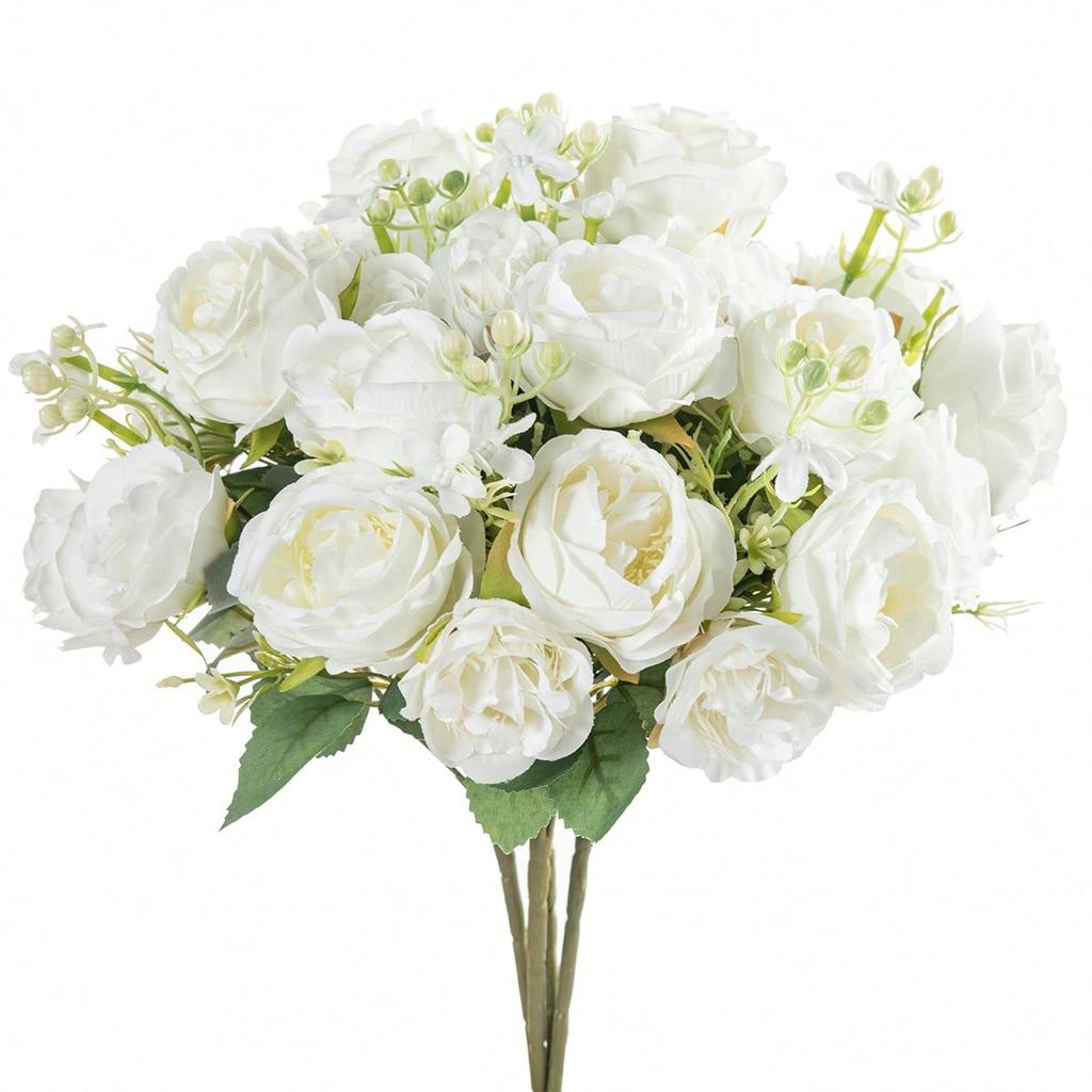 Artificial Peony Flowers Silk Hydrangea Bouquets Artificial Roses Fake Plants for Spring Autumn Decorations, Wedding Vase for Home, Dining Room