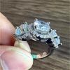 Luxurious Radiant Synthetic Zirconia Silvery Wedding Ring for Women Fashion Temperament Banquet Anniversary Jewelry Accessories