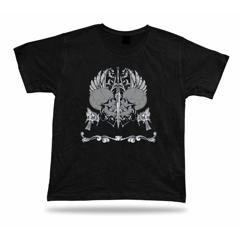 Tshirt Tee Shirt Birthday Gift Idea Honor Loyalty Skull Sword Emblam Hardcore