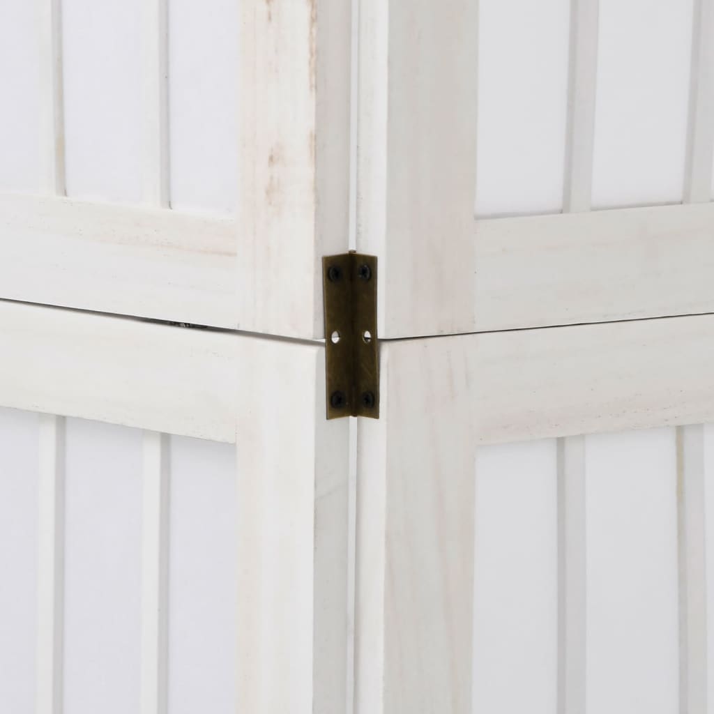 Vidaxl Room Divider, 5-Panel, White, Solid Paulownia Wood