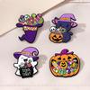 Halloween Ghost Metal Brooches Lapel Pins Candy Wizard Cat Hat Pumpkin Ghost Magic Cartoon Badge Horror Jewelry Friends Gift