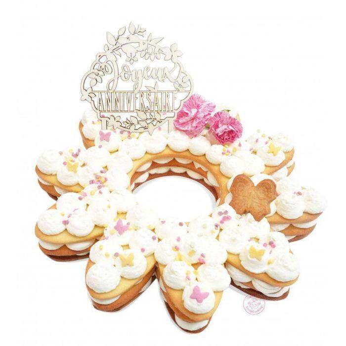 Cake topper - SCRAPCOOKING - Décoration en bois pour gâteaux - Joyeux Anniversaire