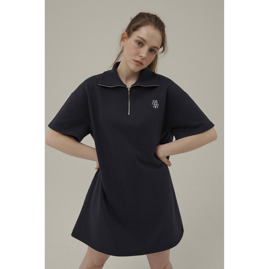 Between A And B Small Logo Half-Zip Mini Dress [Navy]