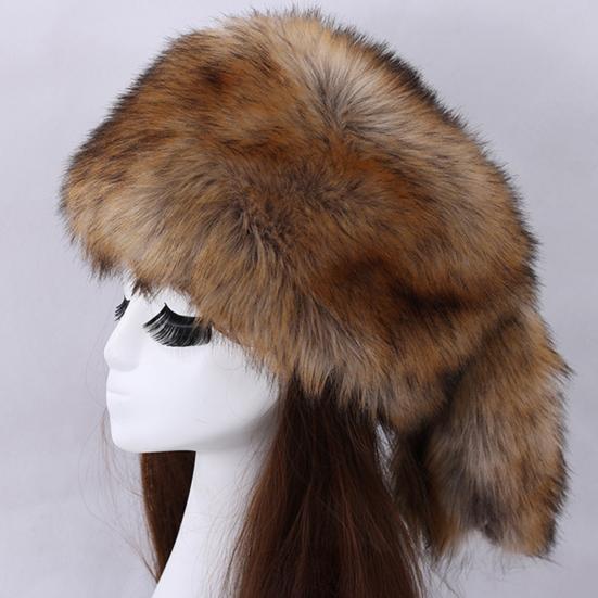 Winter Hat Ethnic Style Design Ear Protection Thickened Lining Faux Fur Ball Women Hat