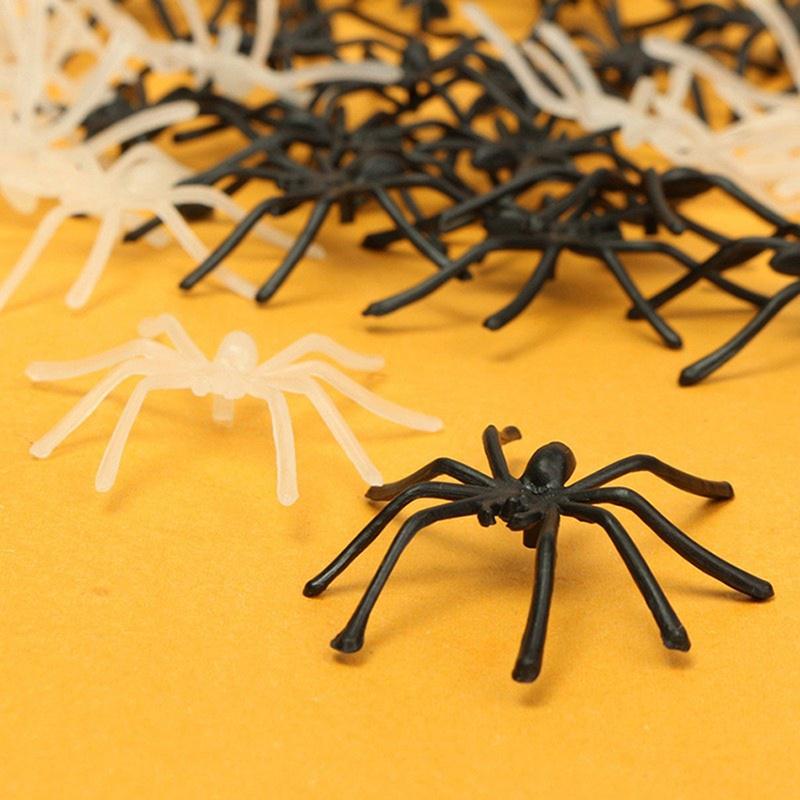 New 10Pcs Party DIY Home Decoration Halloween Luminous Rubber Fakes Spider Plastic Figure Prank Toy Funny Festive Supplies