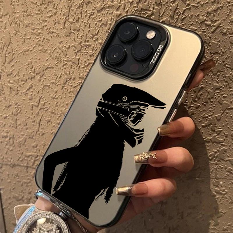 Fashion Motorcycle Helmet Girl Silver IMD Phone Case For IPhone 11 12 13 14 15 16 17 Air Pro Max Plus 16 17 E Shockproof Cover