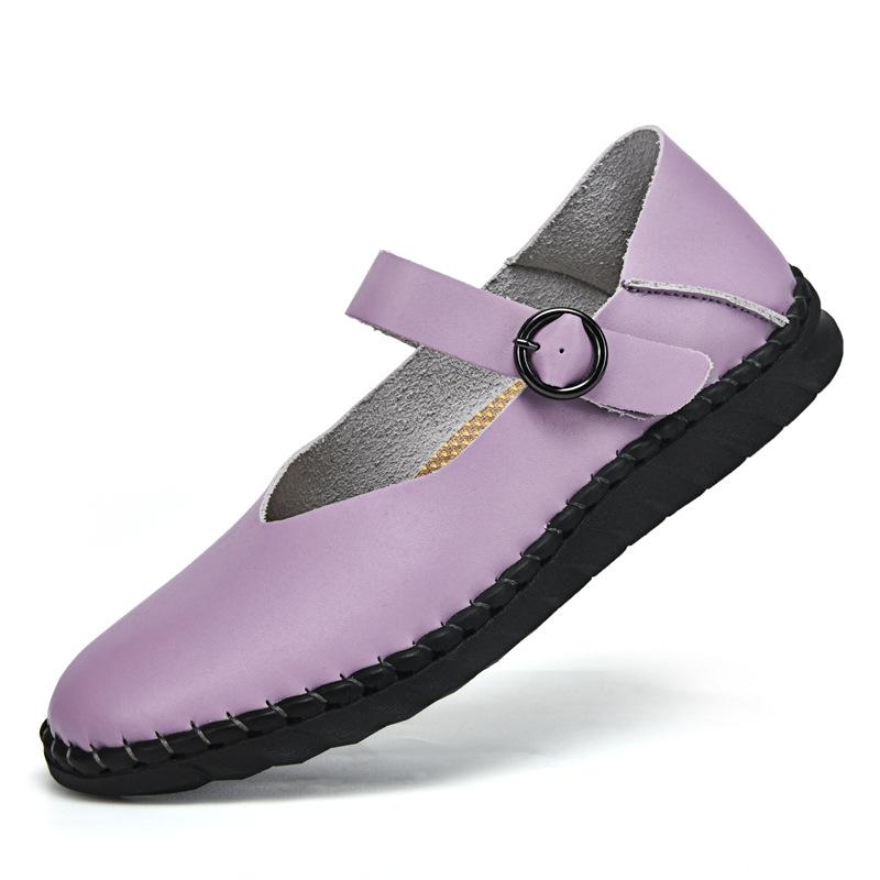 Classic versatile round head with thick heel Mary Jane single shoes flat-soled small leather shoes