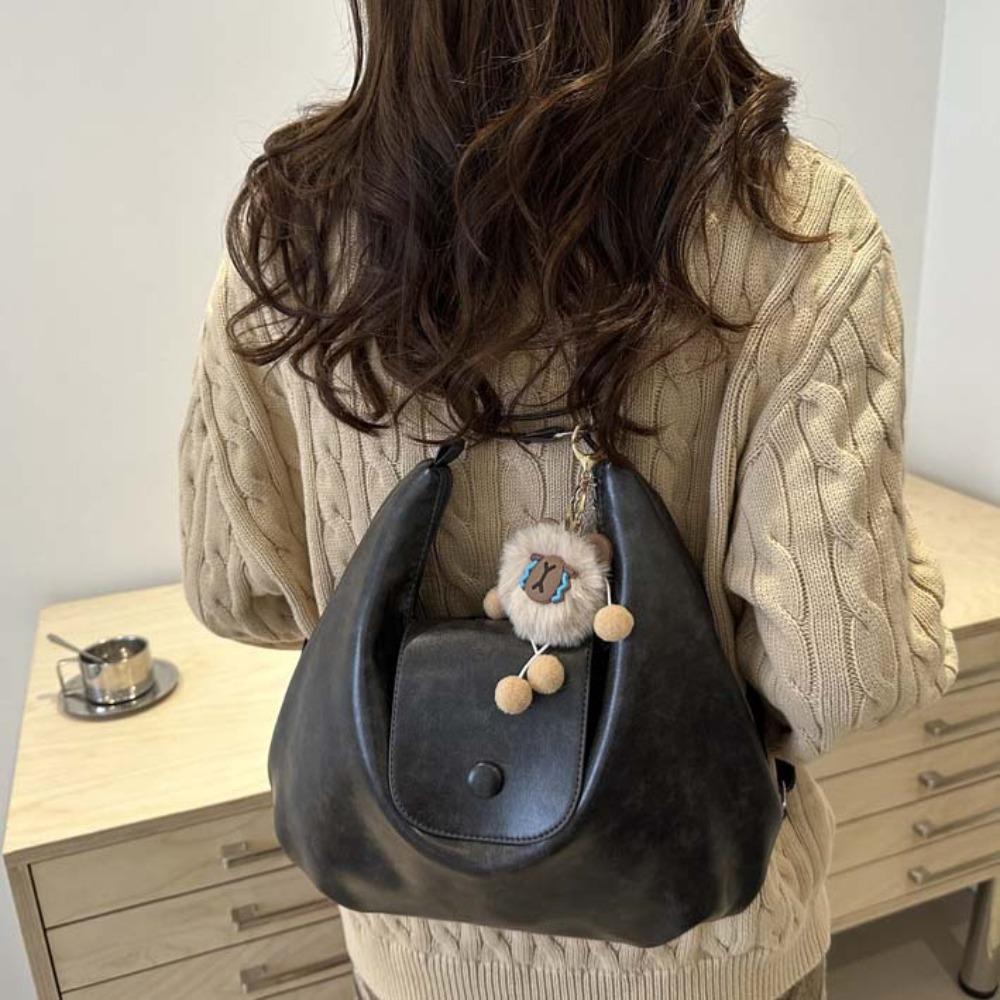 Large Capacity PU Hobo Bag Anti-splash Water Texture Handbag Classic French Underarm Bag Work