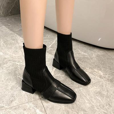 Fashion European and American Style Elastic Socks 2024 Autumn and Winter New Patchwork Design Short Boots Women's Large Size 35-42 Traf