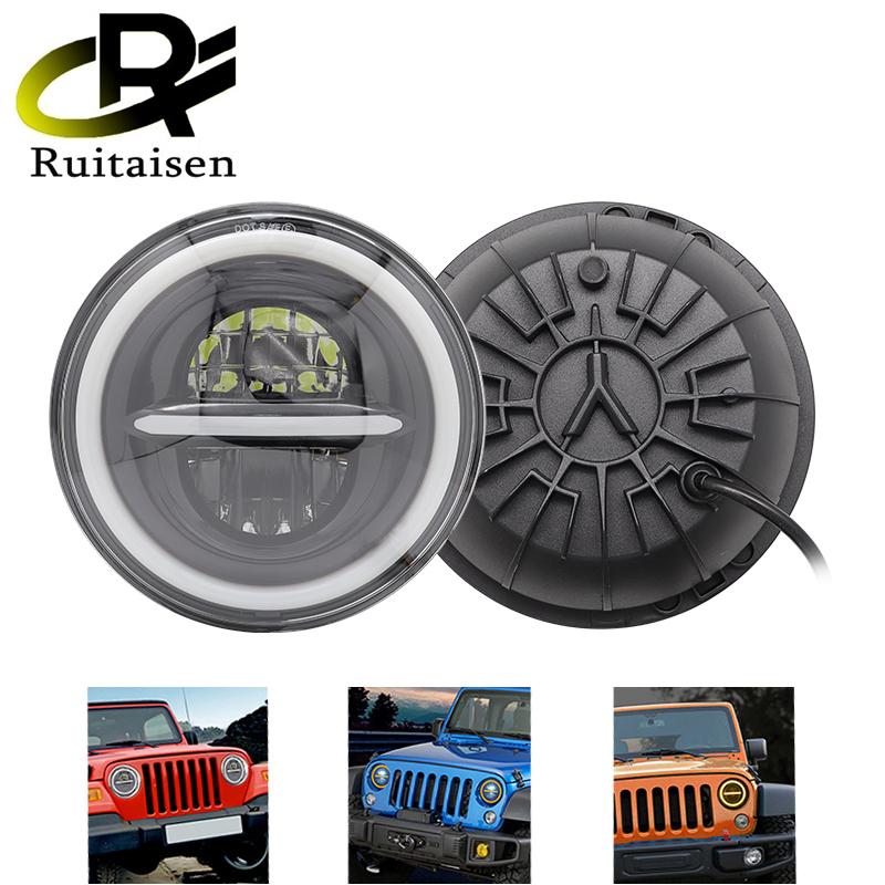 7 Inch Round LED Headlamp Automatic Motorcycle Headlights Angle Eye with DRL Turn Signal Led Headlight