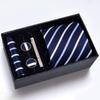Men's Formal Tie Gift Box: Five-Piece Set with Logo, 8cm Striped Black for Weddings and Business 