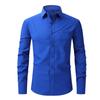 Men's Business Casual Long-Sleeved Shirt with Four-Sided Stretch and Anti-Wrinkle Fabric