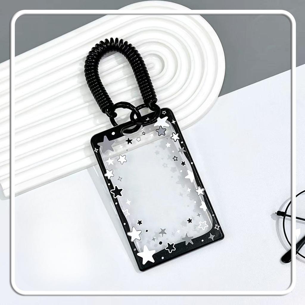Porte-cartes Couvercle coulissant Étoile Transparent Portable Protecteur d'identité Photo carte Collectionnable Manchon photo Pour un usage quotidien