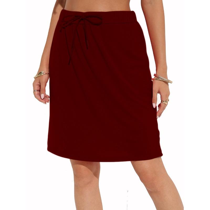 European and American Women's Spring and Summer Temperament Lace-up Solid Color Skirt Two-layer Short Skirt