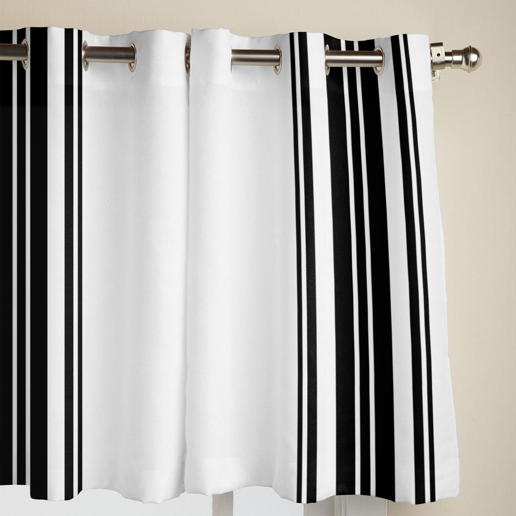 Black Strips Luxury Window Curtain for Living Room Bedroom Home Decor Kitchen for Window Drapes