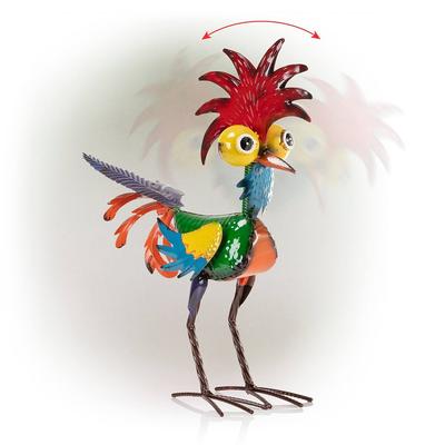 Metal Garden Statue Rooster Waterproof 22CM Iron Rooster Ornaments Cockerel Figurine for Outdoor Patio Backyard Decoration