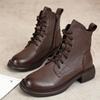 Autumn New Casual Genuine Leather Women Ankle Boots Soft Low-heeled Non-slip Retro Women's Shoes Platform Boots