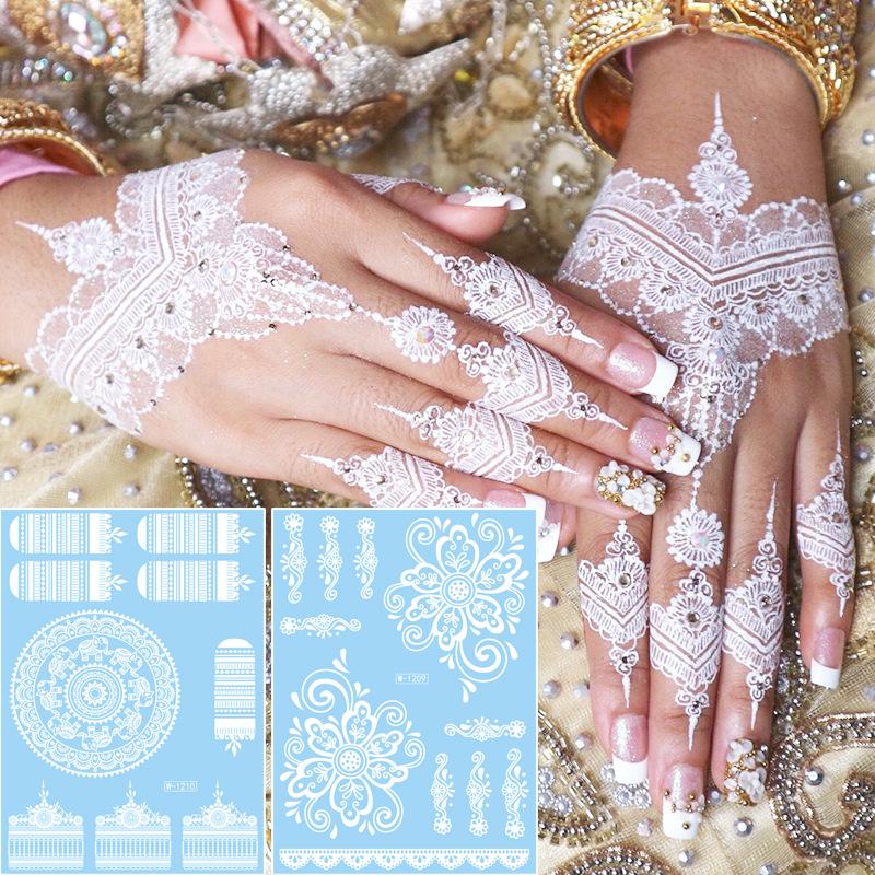 White Lace Tattoo Sticker South East Asia Festival White Henna Tattoo