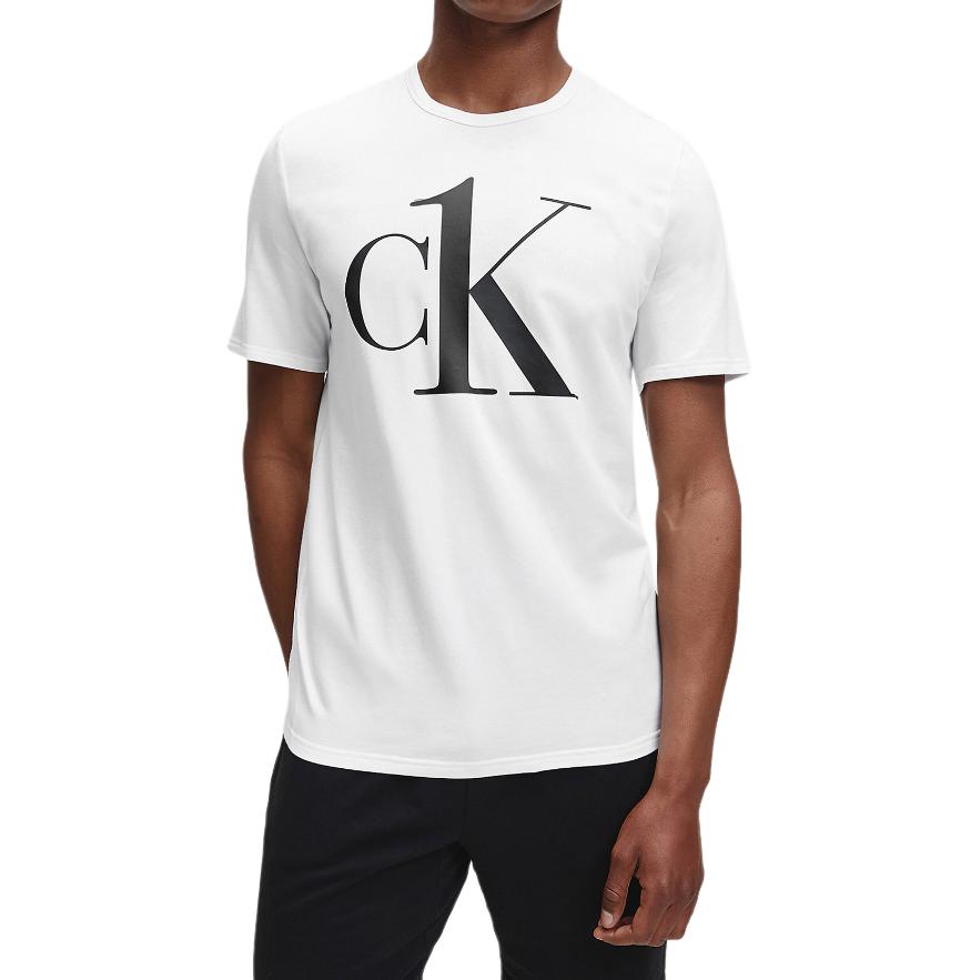 Calvin Klein Letter Print Pullover Round Neck Short Sleeve T-Shirt Men Tops White 000NM1903E-7UM