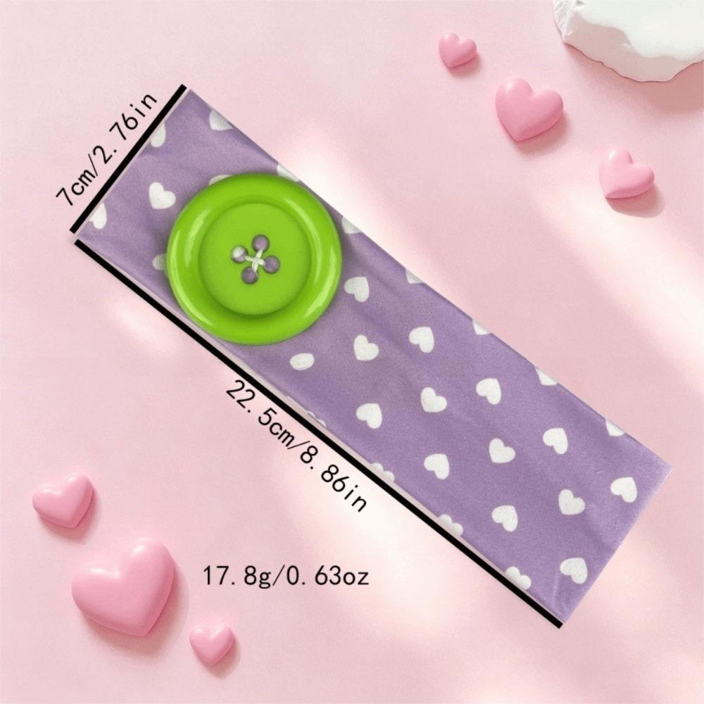 Hair Hoop Love Heart Polka Dot Button Headband Adjustable Elastic Yoga Elastic Hair Band Y2K Charm Wide Headband Women