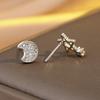 Star Moon Earrings Women'S 2026 Simple Fashion Zircon Asymmetrical Star Moon Earrings Earrings