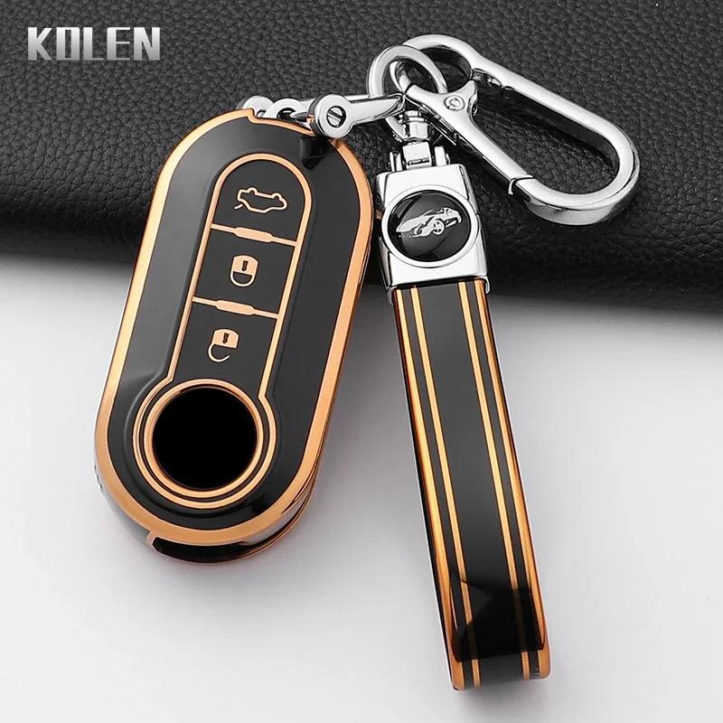 Fashion Tpu Car Key Case Cover For Fiat 500 Ducato Panda 500L Punto Lancia Musa For Citroen Jumper For Peugeot Boxer Keychain