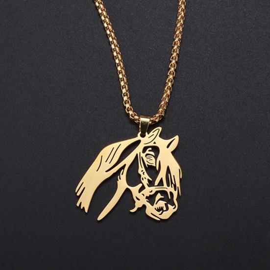 Horse Head Pendant Necklace Horse Silhouette Charm Necklace Women Men Zodiac Animal Necklace Jewelry Gift for Valentine's Day Birthday