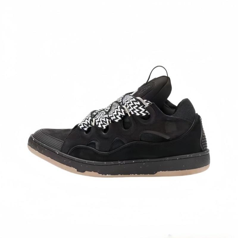 Leather Splicing Casual Shoes CURB Trend Sports Shoes White Green Mocha Men's and Women's Board Shoes Bread Shoes