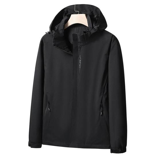 Hooded Smooth Zip Up Zipper Pockets Loose Soft Breathable Waterproof Long Sleeve Camping Mountaineering Jacket