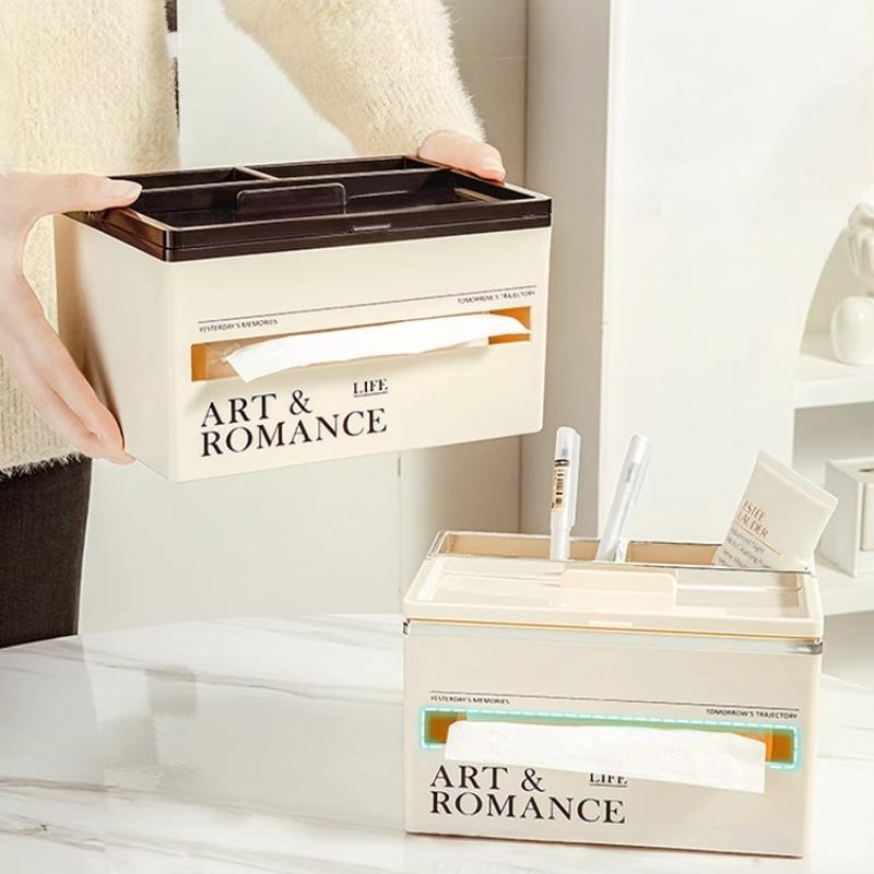 Light Luxury Tissue Box Holder Organizer Home Living Room Coffee Table Multifunctional Bedroom Desk Remote Control Storage Rack