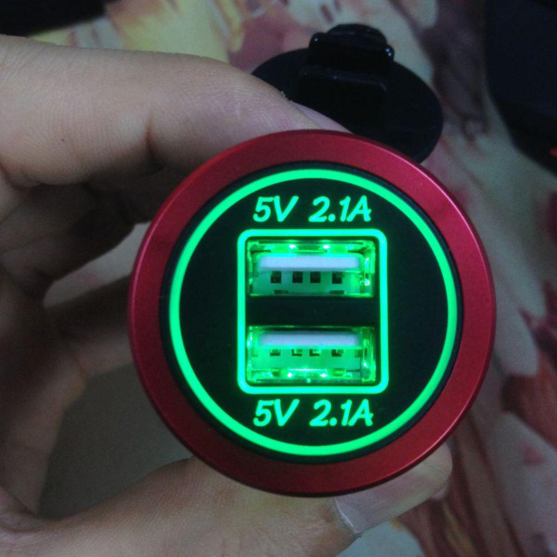 Waterproof DC 2.A Motorcycle Boat Car Dual USB Charger LED Power Adapter For Mobile Phone Tablet