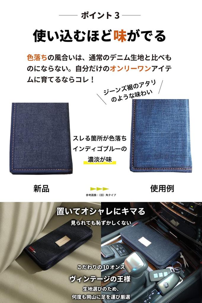 Okayama Denim Long Round Coin Large Long Card Coin Case [Need Network] Wallet, Wallet, Men's, Women's, Billfold, Zipper, Purse, Capacity, Carabiner,